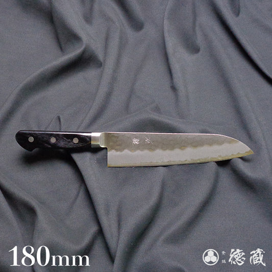 青S 槌目仕上 三徳包丁 黒ハンドル