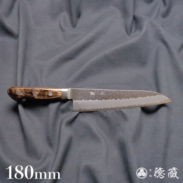 blue super carbon steel  hammered finish  Gyutou-knife (chef's knife)  dark brown handle
