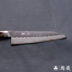 blue super carbon steel  hammered finish  Gyutou-knife (chef's knife)  dark brown handle