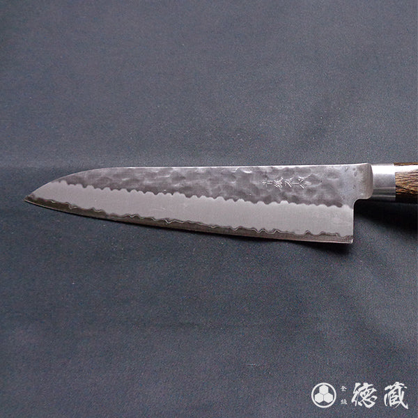 blue super carbon steel  hammered finish  Gyutou-knife (chef's knife)  dark brown handle
