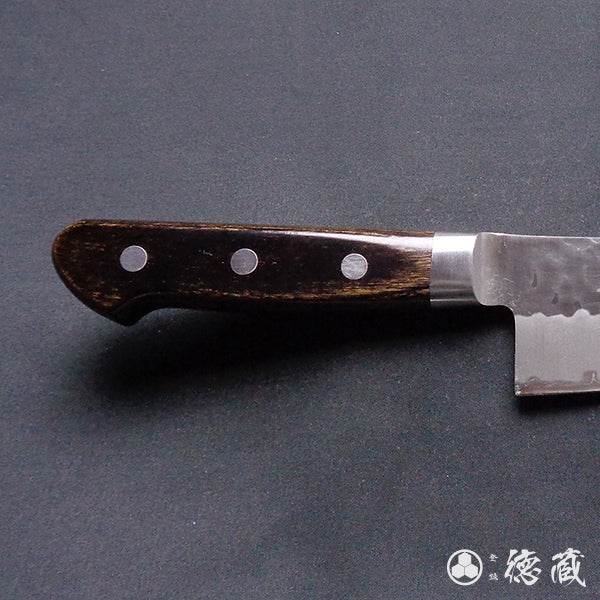 blue super carbon steel  hammered finish  Gyutou-knife (chef's knife)  dark brown handle