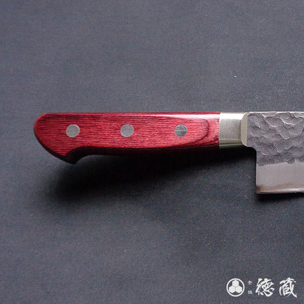 blue super carbon steel   hammered finish  Gyutou-knife (chef's knife)  red handle