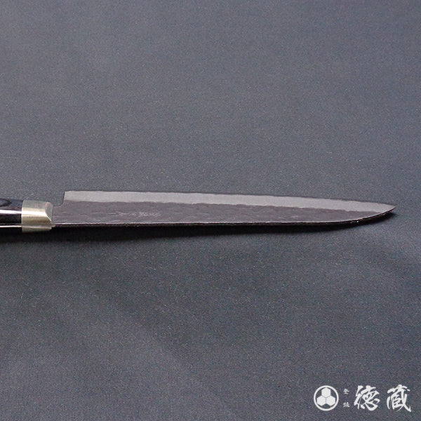blue super   hammered black surface finish  Santoku knife  black handle