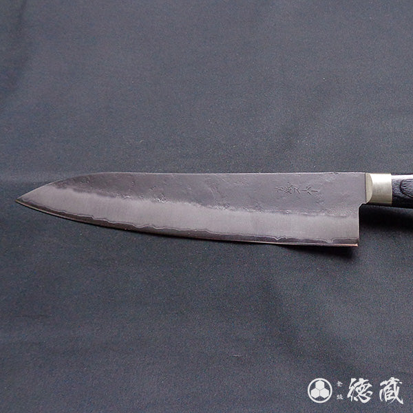 blue super carbon steel   hammered black surface finish  Gyutou-knife (chef's knife)   black handle