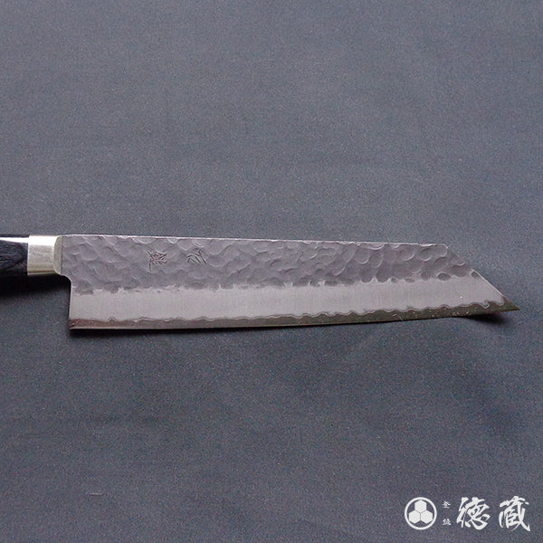 blue super carbon steel   hammered black surface finish   Kiritsuke-knife   black handle