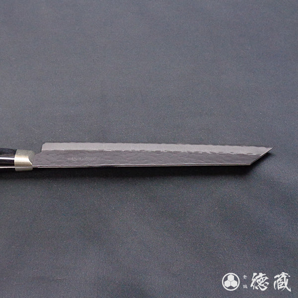 blue super carbon steel   hammered black surface finish   Kiritsuke-knife   black handle