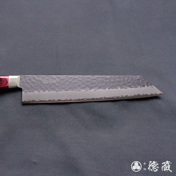 blue super carbon steel  hammered black surface finish  Kiritsuke-knife  red handle