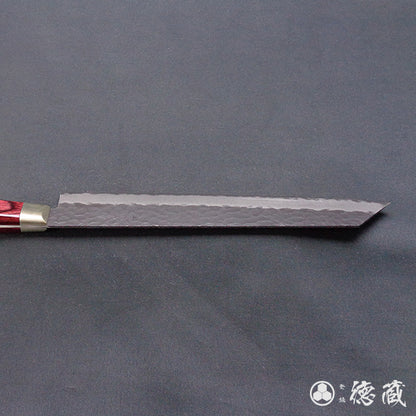 blue super carbon steel  hammered black surface finish  Kiritsuke-knife  red handle