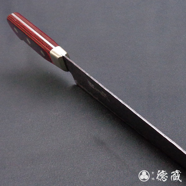 blue super carbon steel  hammered black surface finish  Kiritsuke-knife  red handle