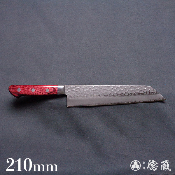 A8  hammered finish  Kiritsuke knife   red handle