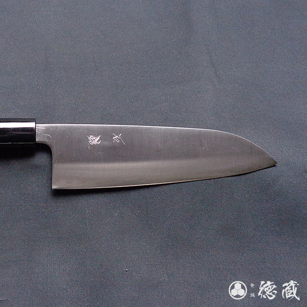 blue super carbon steel   polished finish    santoku knife   walnuts handle