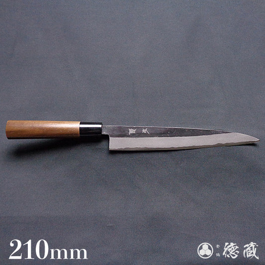 Carbon Blue Steel No. 2 Black Finish Sujibiki Knife (Muscle Knife) Walnuts Handle