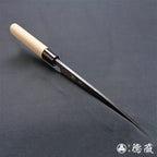 青二 黑面锻造加工 切鱼刀 胡桃木手柄