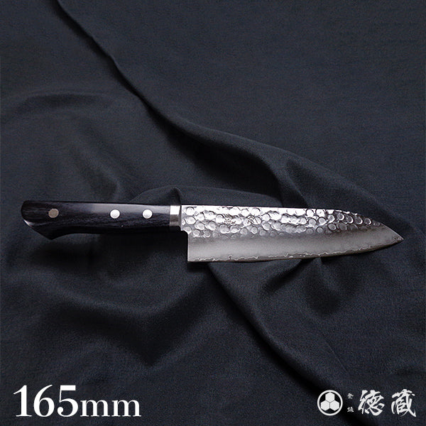 VG1　槌目仕上　三徳包丁　黒ハンドル