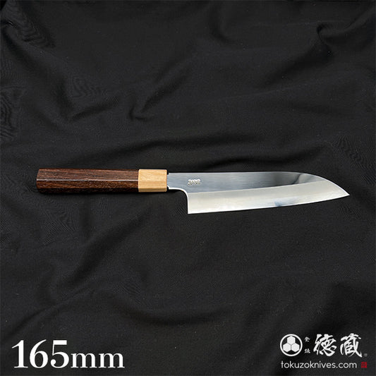 Stainless Silver Steel No. 3 Santoku Knife Rosewood Octagonal Handle