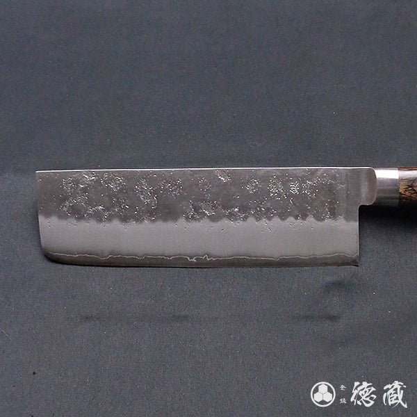 Ginsan(Silver 3)stainless steel matt finish  nakiri-knife  dark brown handle