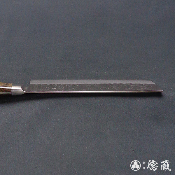 Ginsan(Silver 3)stainless steel matt finish  nakiri-knife  dark brown handle