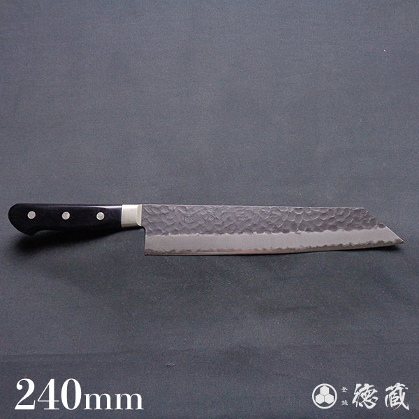 blue super carbon steel   hammered black surface finish   Kiritsuke-knife   black handle