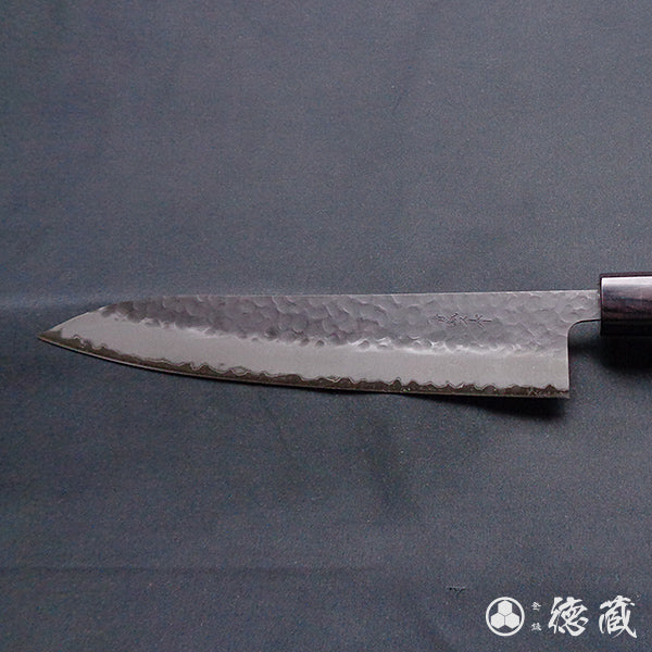 blue super carbon steel   hammered black surface finish  Gyutou-knife (chef's knife)   walnut handle