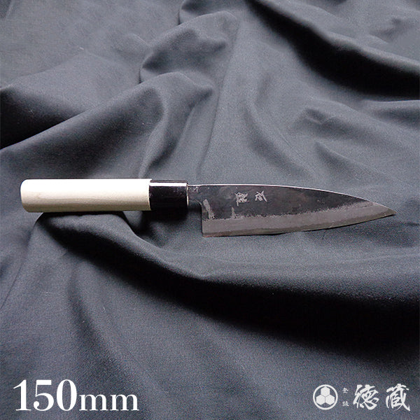 青二 黒打仕上 舟行包丁 朴柄 – 徳蔵刃物 TOKUZO KNIVES