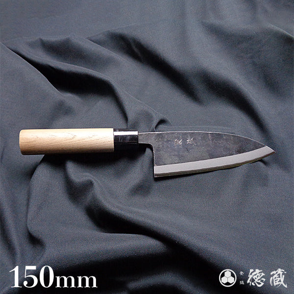 Blue-2  blackened finish  Thick Deba-knife  walnut handle