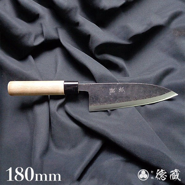 Blue-2  blackened finish  Thick Deba-knife  walnut handle