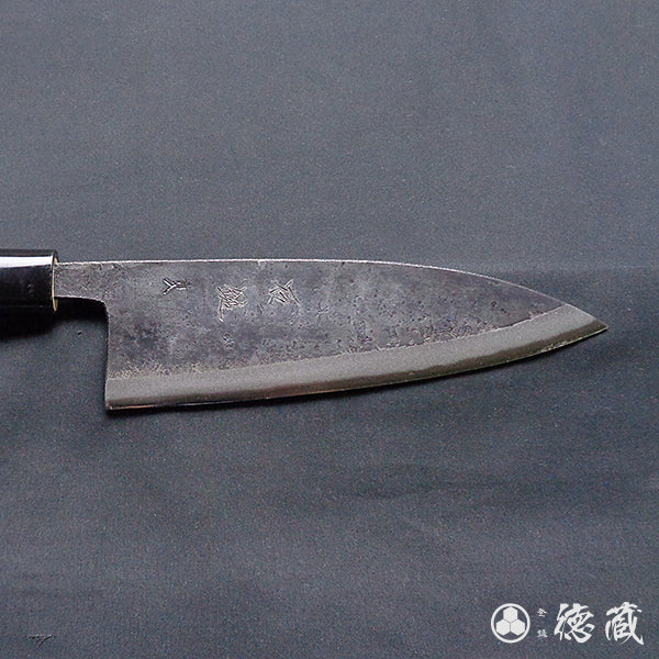 Blue-2  blackened finish  Thick Deba-knife  walnut handle