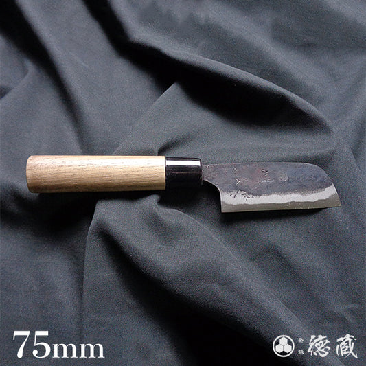 blue-2 carbon steel  blackened finish  chestnut peeling knife  walnut handle