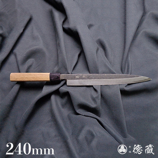 blue-2 carbon steel  blackened finish  yanagiba-knife  walnuts tree octagonal handle