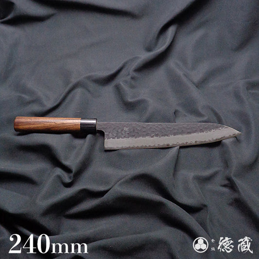 blue super carbon steel   hammered black surface finish  Gyutou-knife (chef's knife)   black handle