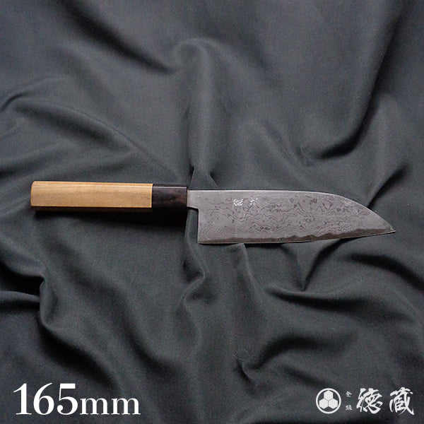 青二 大马士革 光面加工 三德刀 胡桃木手柄