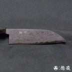 青二　ダマスカス　磨き仕上　三徳包丁　胡桃柄