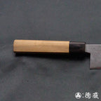 青二　ダマスカス　磨き仕上　三徳包丁　胡桃柄