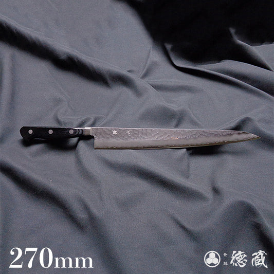 AUS8 槌目仕上 筋引包丁 黒ハンドル