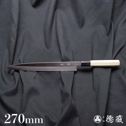 Carbon White Steel No. 2 Left Handed Yanagiba Knife Park Tree Octagonal Handle