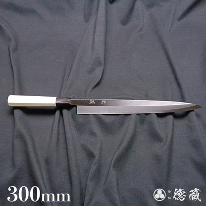 Carbon Blue Steel No. 2 Yanagiba Knife Park Tree Octagonal Handle