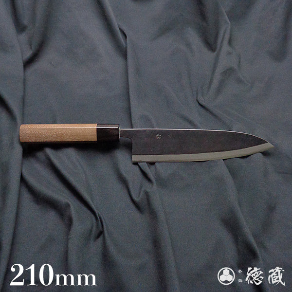 Blue-2  blackened finish  Iyo-style funayuki knife
walnut handle