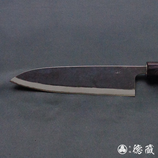 Blue-2  blackened finish  Iyo-style funayuki knife
walnut handle