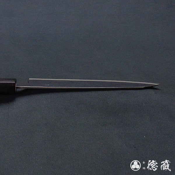 Blue-2  blackened finish  Iyo-style funayuki knife
walnut handle
