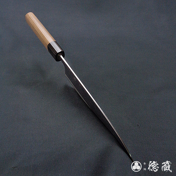 Blue-2  blackened finish  Iyo-style funayuki knife
walnut handle