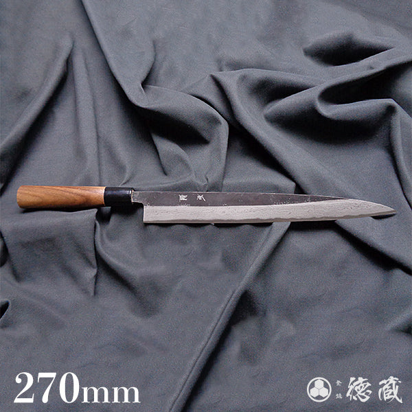 青二 大马士革 黑色锻面加工 切筋刀 胡桃木手柄