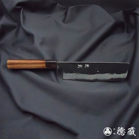 Carbon Aogami Super Nakiri Knife Rosewood Octagonal Handle