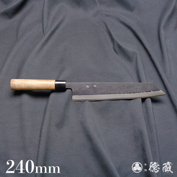 青二 大马士革 黑面锻造加工 切付厨刀 胡桃木手柄