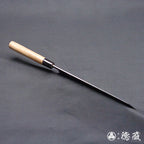 青二 大马士革 黑面锻造加工 切付厨刀 胡桃木手柄