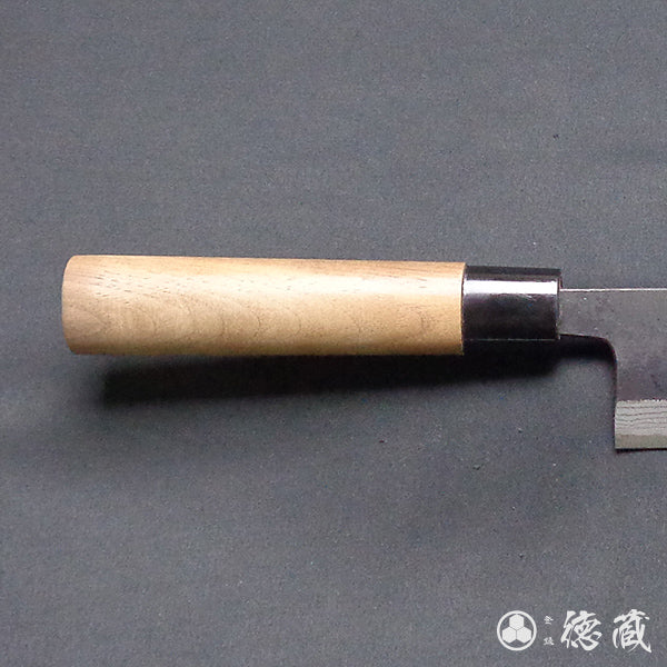 青二 大马士革 黑面锻造加工 切付厨刀 胡桃木手柄