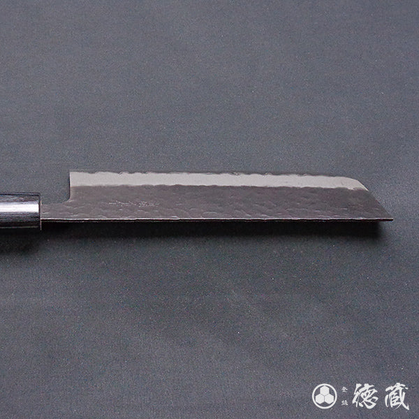 blue super carbon  hammered black surface finish Nakiri knife  sandalwood handle