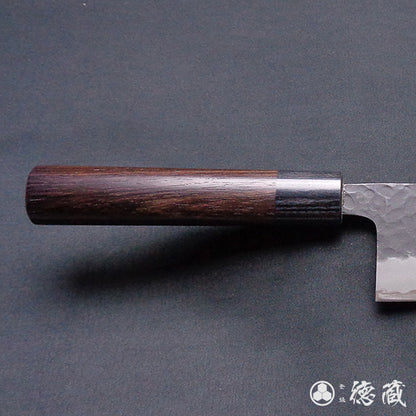 blue super carbon  hammered black surface finish Nakiri knife  sandalwood handle