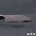 青二 大马士革 抛光加工 三德刀 紫檀木手柄