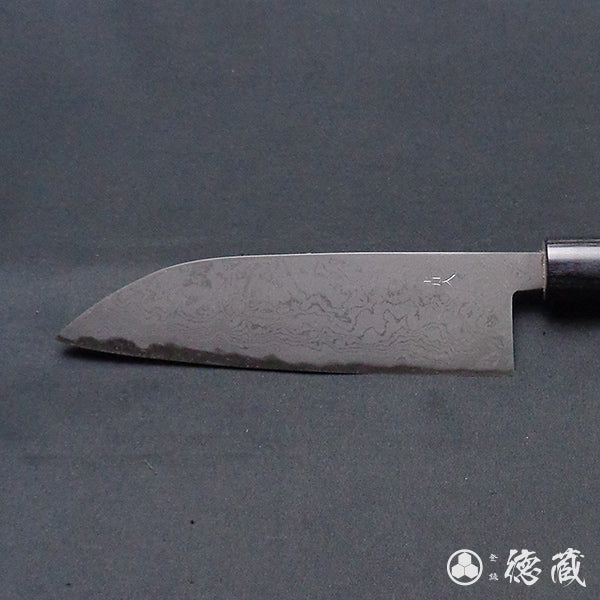 青二 大马士革 抛光加工 三德刀 紫檀木手柄