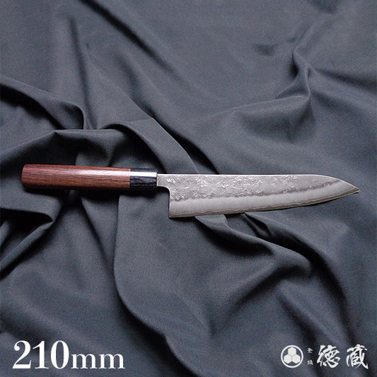 銀三 梨地仕上 牛刀包丁 紫檀